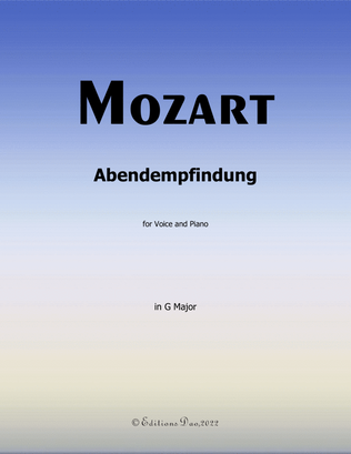 Book cover for Abendempfindung, by Mozart, in G Major