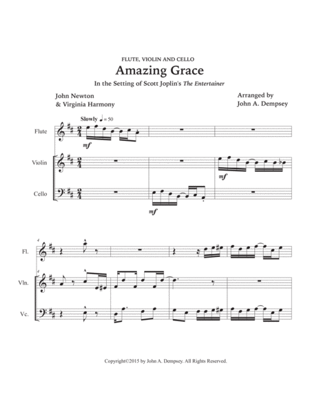 Amazing Grace / The Entertainer (Trio for Flute, Violin and Cello) image number null