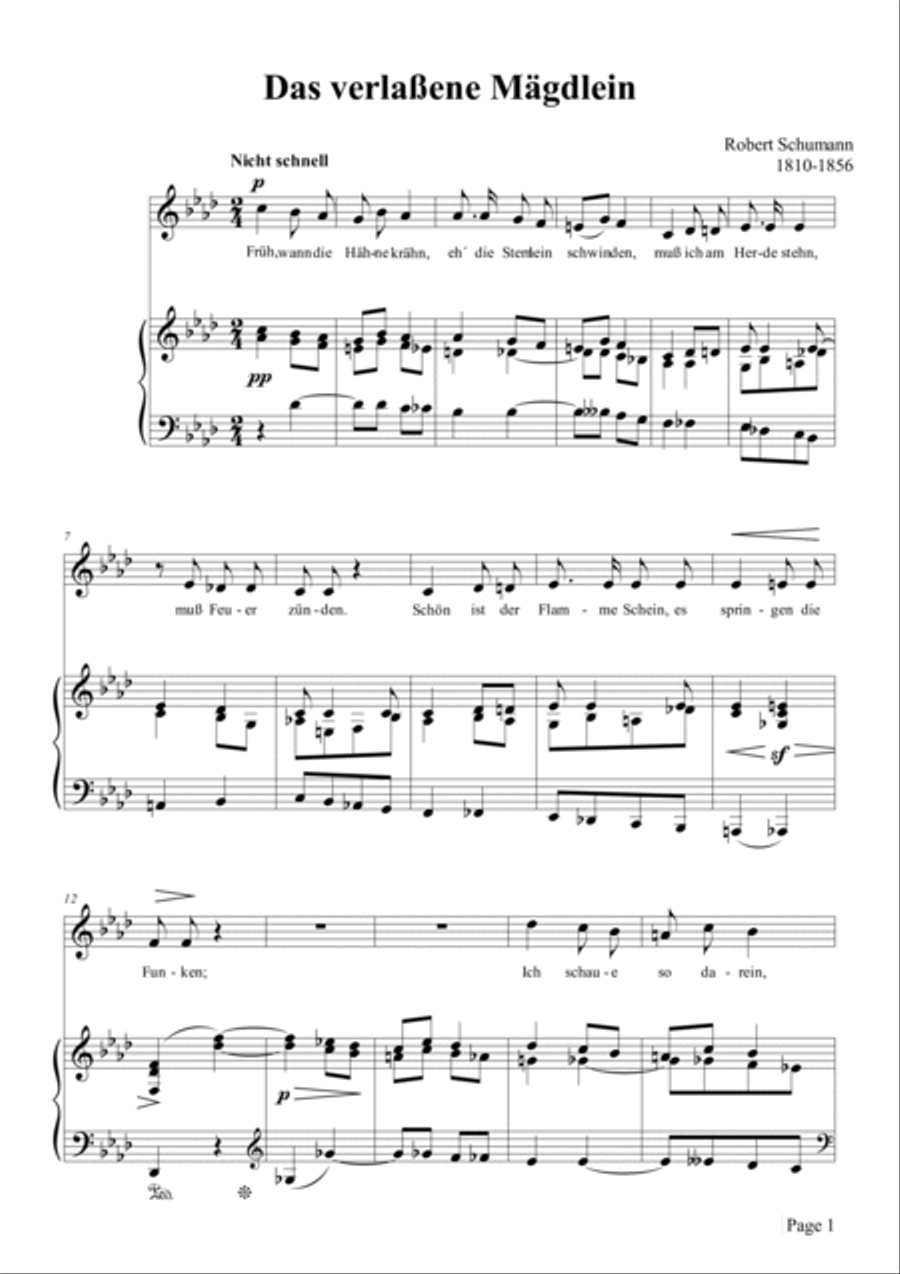 Schumann-Das verlaßene Mägdlein,Op.64 No.2 in f minor Voice scores gallery preview page 2