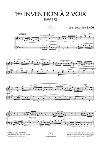 1ère Invention à 2 voix BWV 772 (Collection Anacrouse)