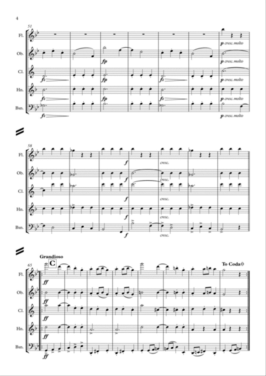 Dvorak: Slavonic Dances Op.46 No.8 in G minor (Furiant) - wind quintet Woodwind Quintet scores gallery preview page 5