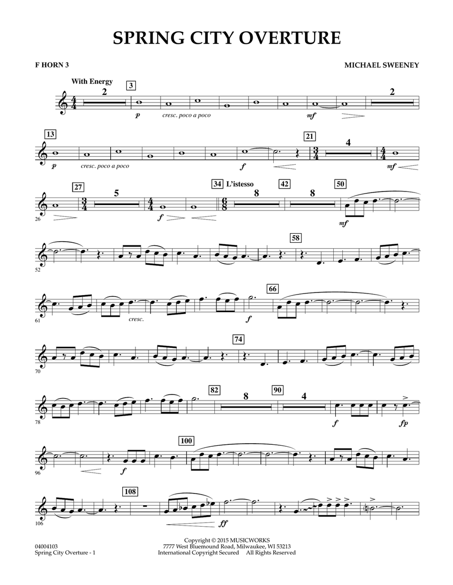 Spring City Overture - F Horn 3
