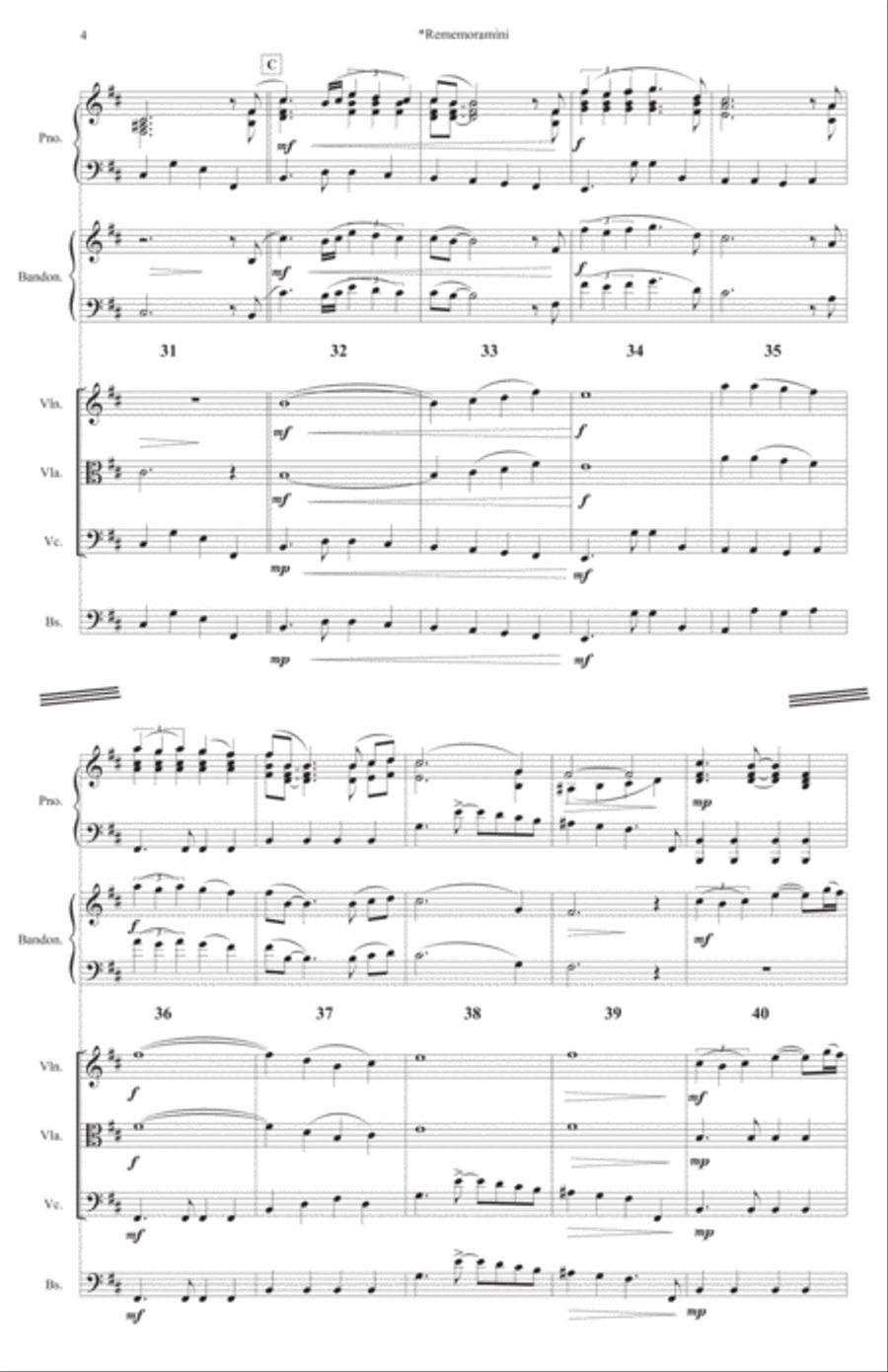 Rememoramini~Argentine Tango for Bandoneon, Piano and Strings Piano scores gallery preview page 6