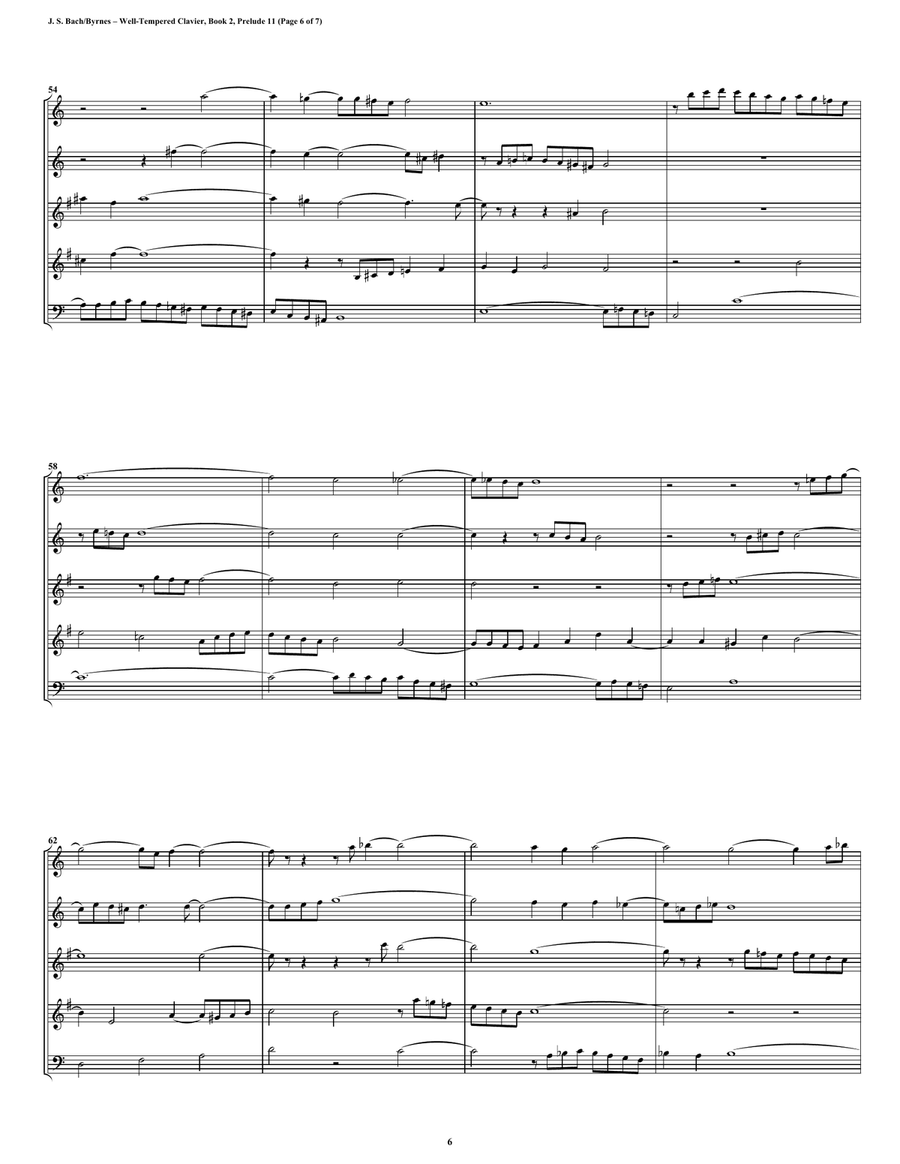 Prelude 11 from Well-Tempered Clavier, Book 2 (Double Reed Quintet) Woodwind Ensemble scores gallery preview page 6