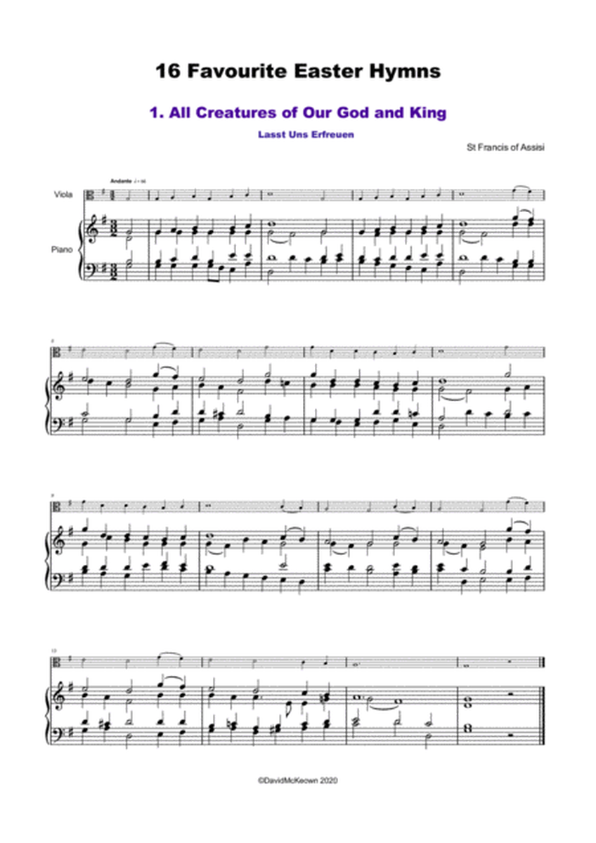 16 Favourite Easter Hymns for Solo Viola and Piano
