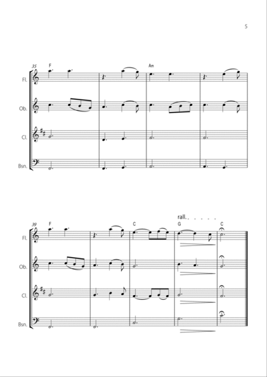 Hallelujah Woodwind Quartet scores gallery preview page 5