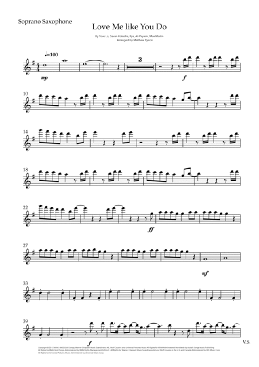 Love Me Like You Do Woodwind Quartet scores gallery preview page 6