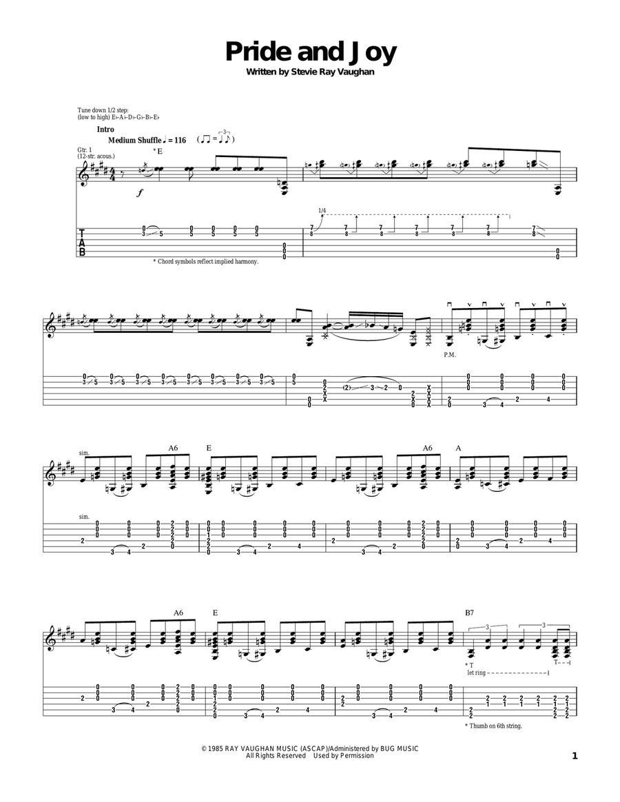Pride And Joy (acoustic version) Acoustic Guitar scores gallery preview page 1