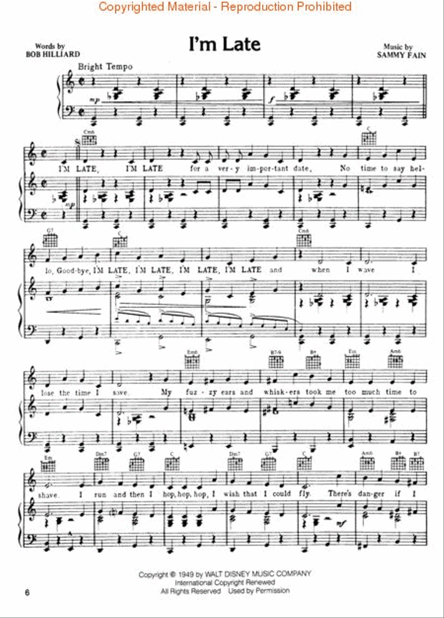 Alice in Wonderland Piano, Vocal, Guitar scores gallery preview page 3