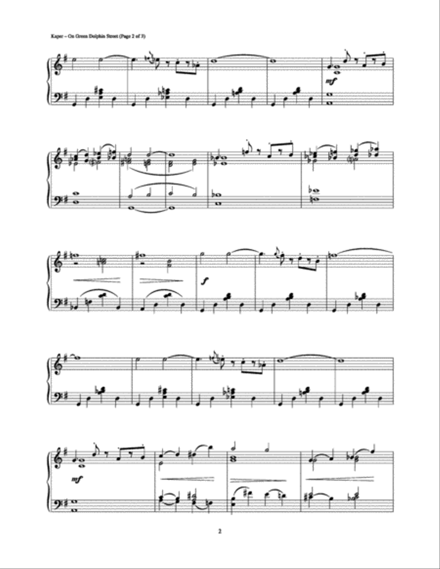 On Green Dolphin Street Piano Solo scores gallery preview page 2