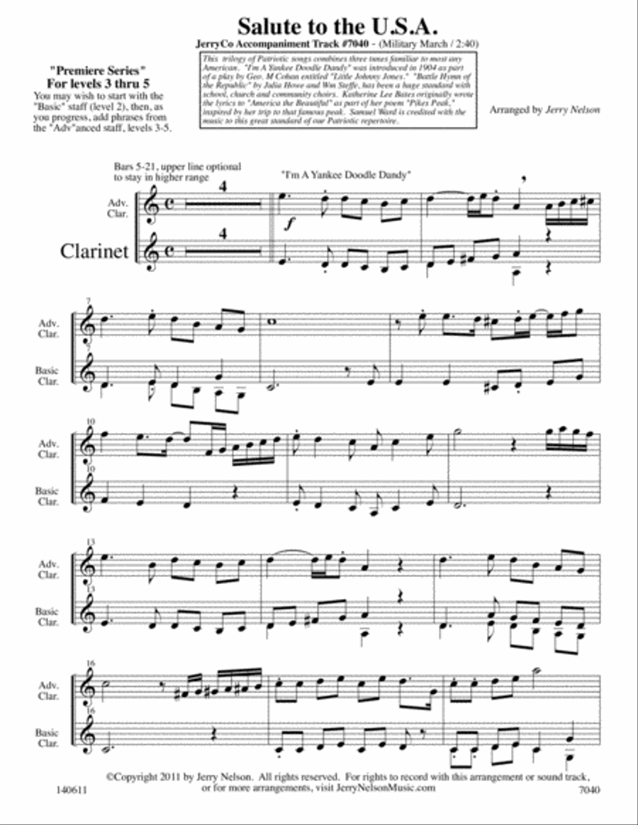 Salute to the USA (Arrangements Level 3-5 for CLARINET + Written Acc) Clarinet Solo scores gallery preview page 2