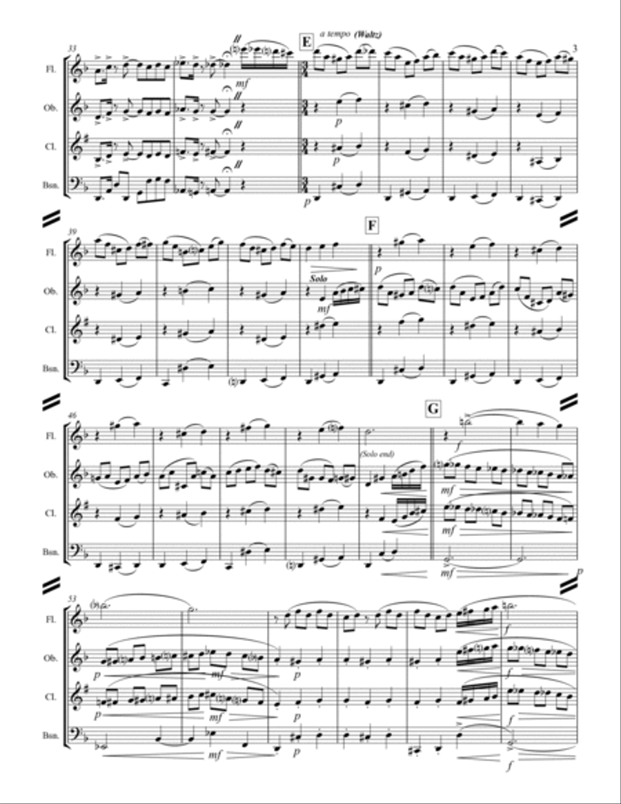 Smoke On The Water Woodwind Quartet scores gallery preview page 4
