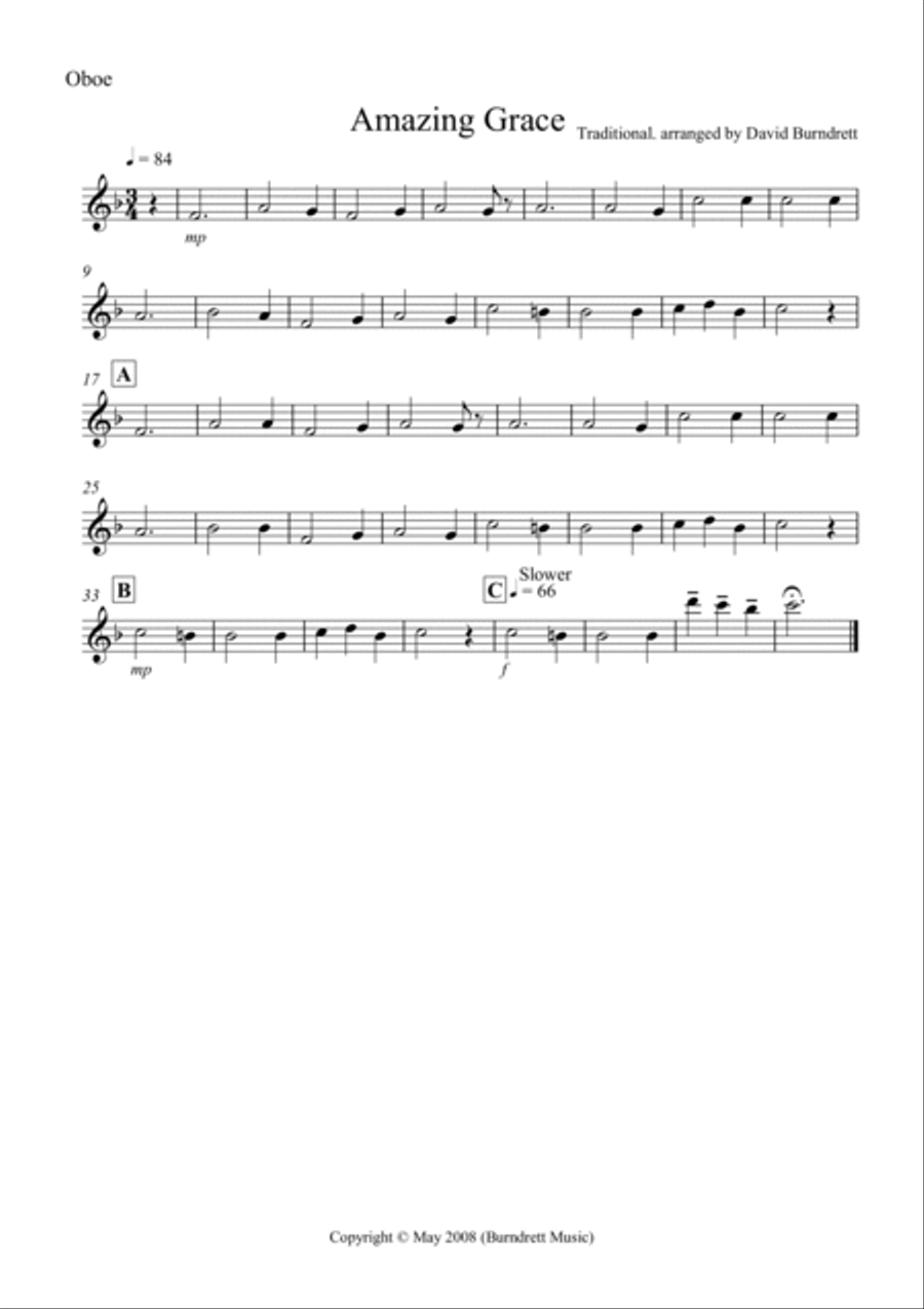 Amazing Grace for Wind Quintet Woodwind Quartet scores gallery preview page 4