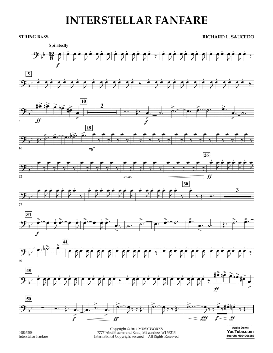 Interstellar Fanfare - String Bass Concert Band scores gallery preview page 1