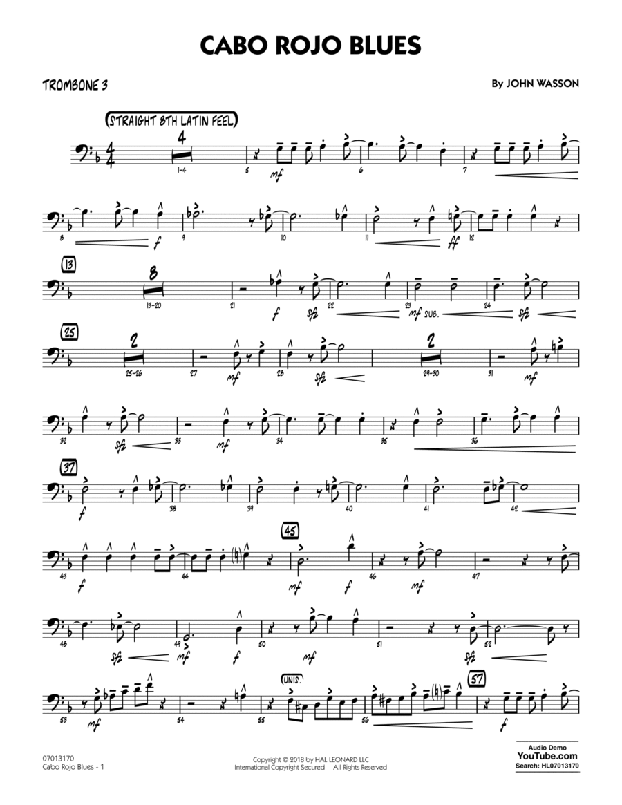 Cabo Rojo Blues - Trombone 3 Trombone scores gallery preview page 1