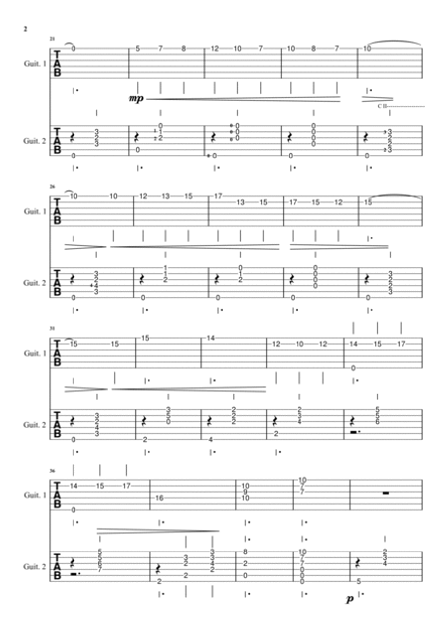 Gymnopédie No. 1 for 2 guitars (TAB) Chamber Music scores gallery preview page 2