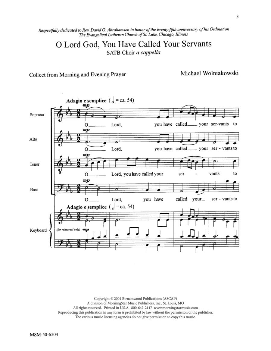 O Lord God, You Have Called Your Servants 4-Part scores gallery preview page 1