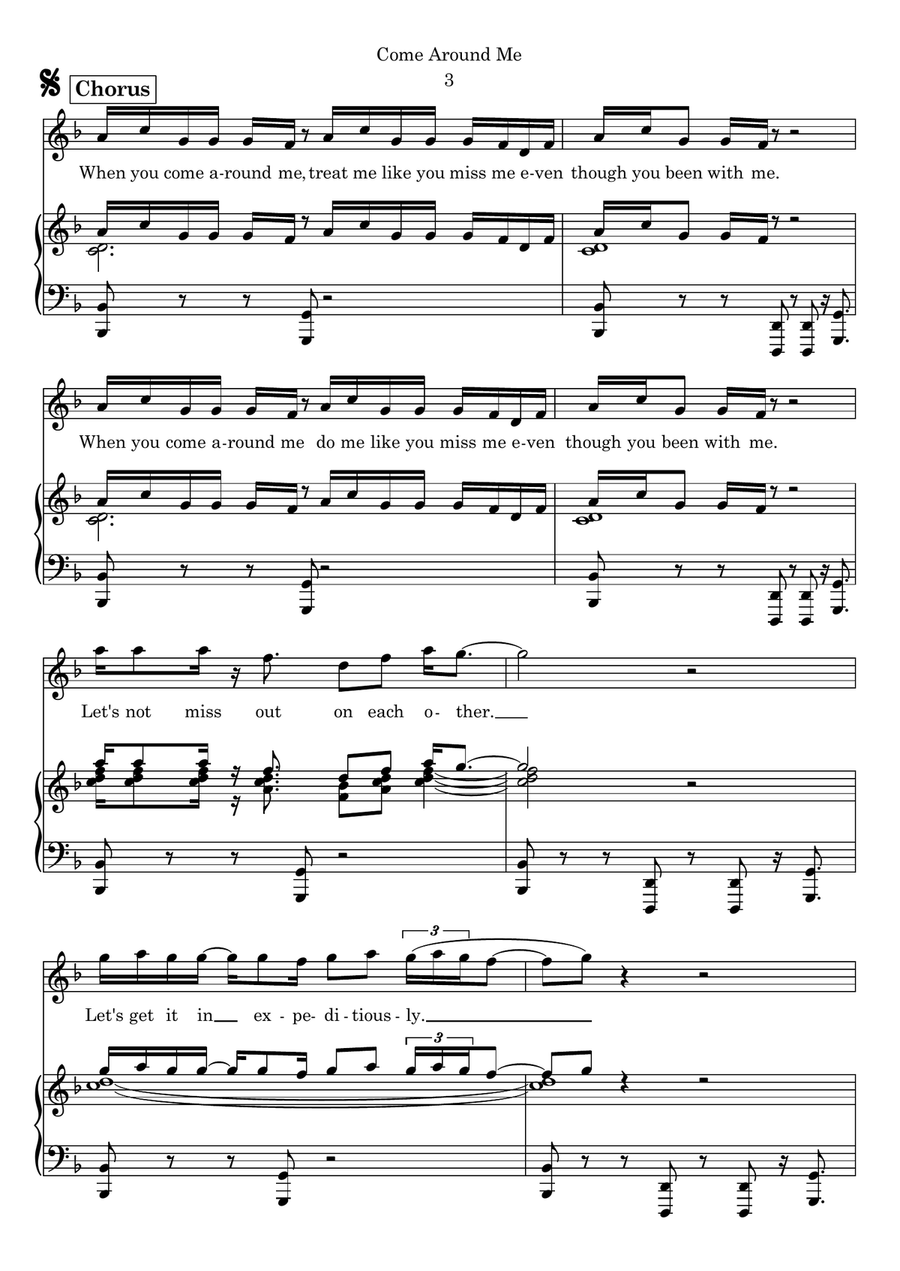 Come Around Me Piano, Vocal scores gallery preview page 3
