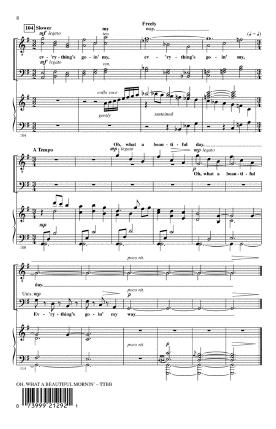 Oh, What A Beautiful Mornin' (from Oklahoma) (arr. Buryl Red & Joseph Joubert) TTBB scores gallery preview page 7