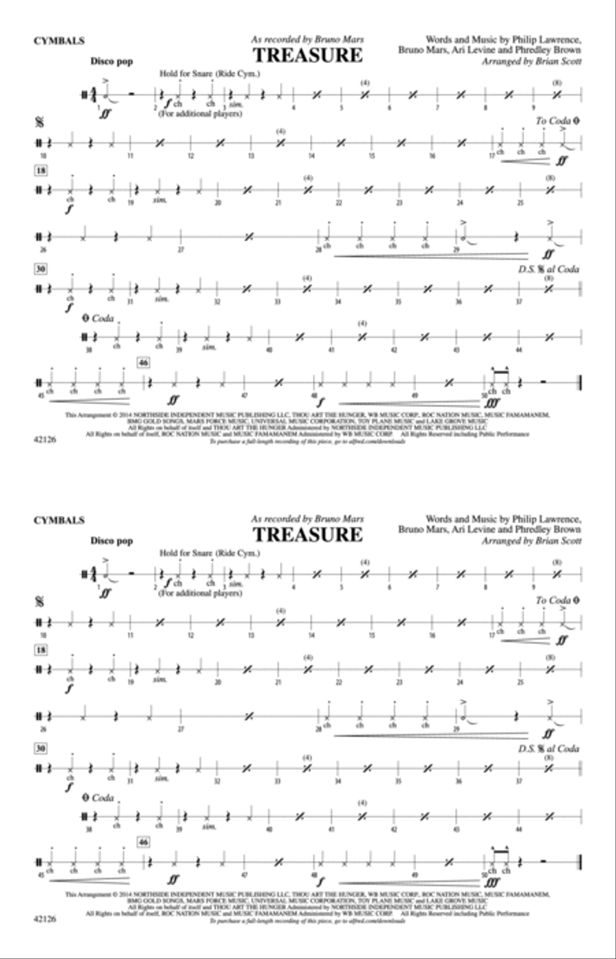 Treasure: Cymbals Marching Band scores gallery preview page 1