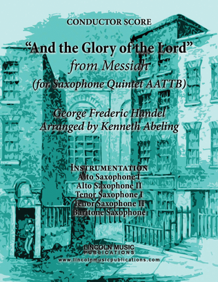 Book cover for Handel - And the Glory of the Lord from Messiah (for Saxophone Quintet AATTB)