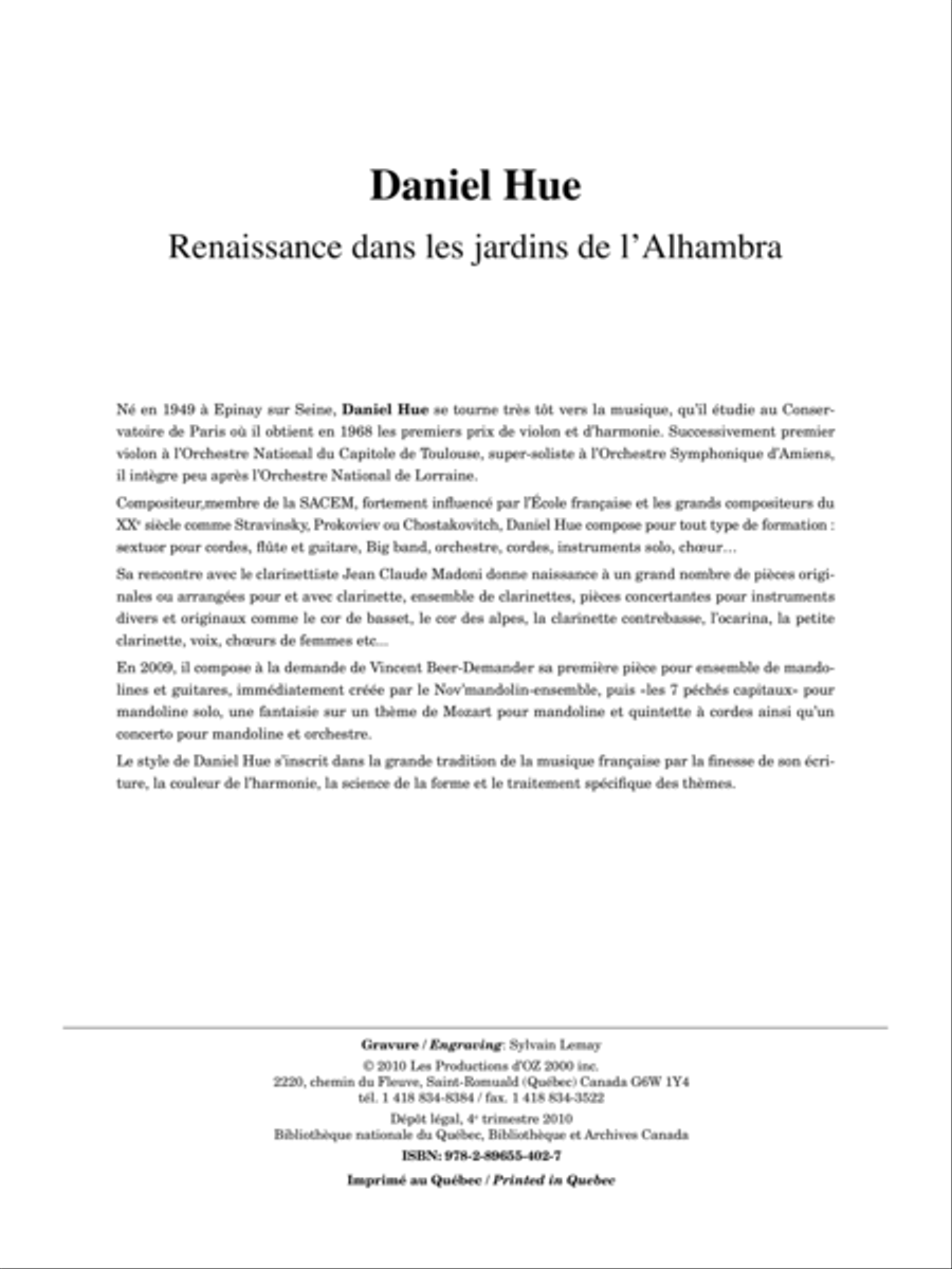 Renaissance dans les jardins de l’Alhambra Orchestra scores gallery preview page 1