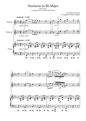 Nocturne in Eb maj (Op.9 No.2) - Arranged for 2 Violins and Piano ("I'll Second This" Series)