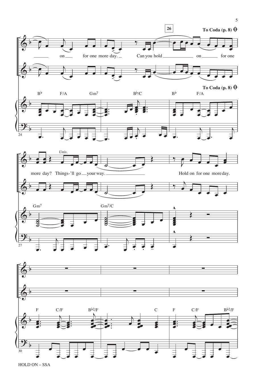 Hold On (arr. Kirby Shaw) SSA scores gallery preview page 4
