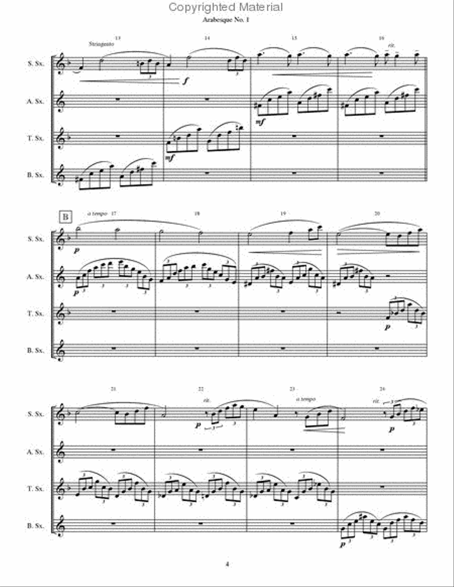 Arabesque No. 1 Arabesque No. 1 Saxophone Quartet scores gallery preview page 3