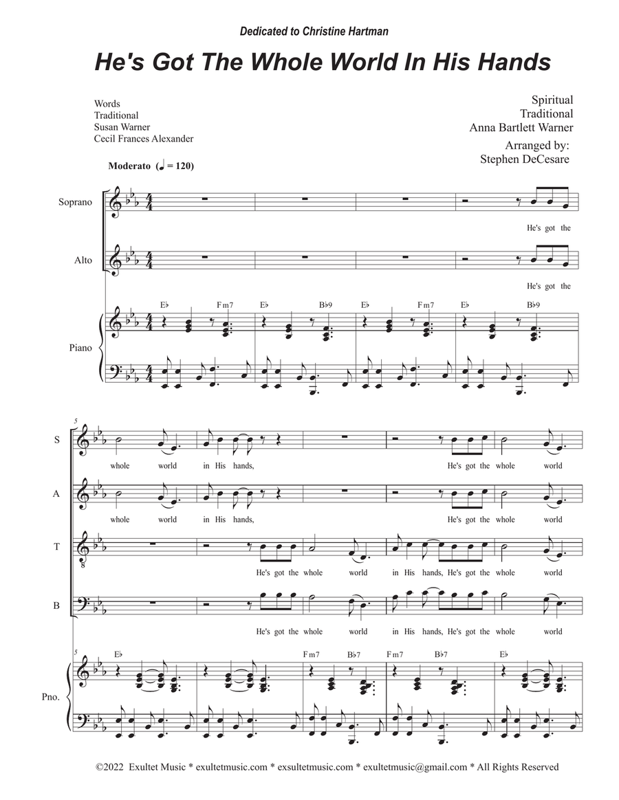 He's Got The Whole World In His Hands (SATB) He's Got The Whole World In His Hands (SATB) 4-Part scores gallery preview page 1