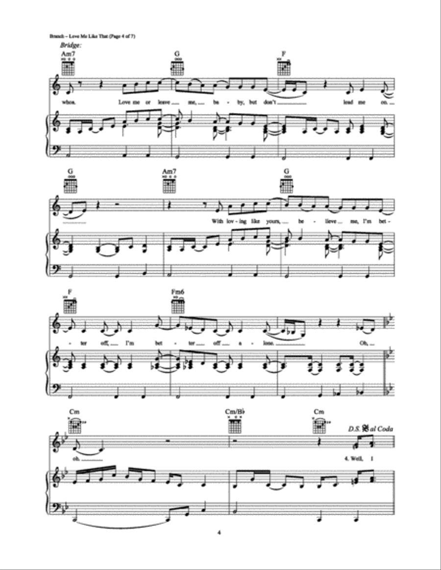 Love Me Like That Piano, Vocal, Guitar scores gallery preview page 4