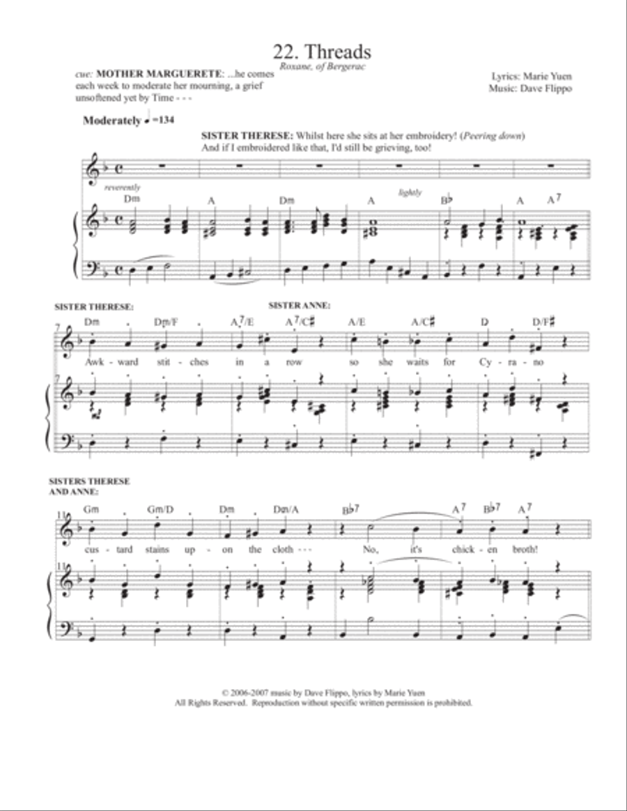 THREADS -from Roxane of Bergerac - a full length musical - includes Reprise Voice scores gallery preview page 2
