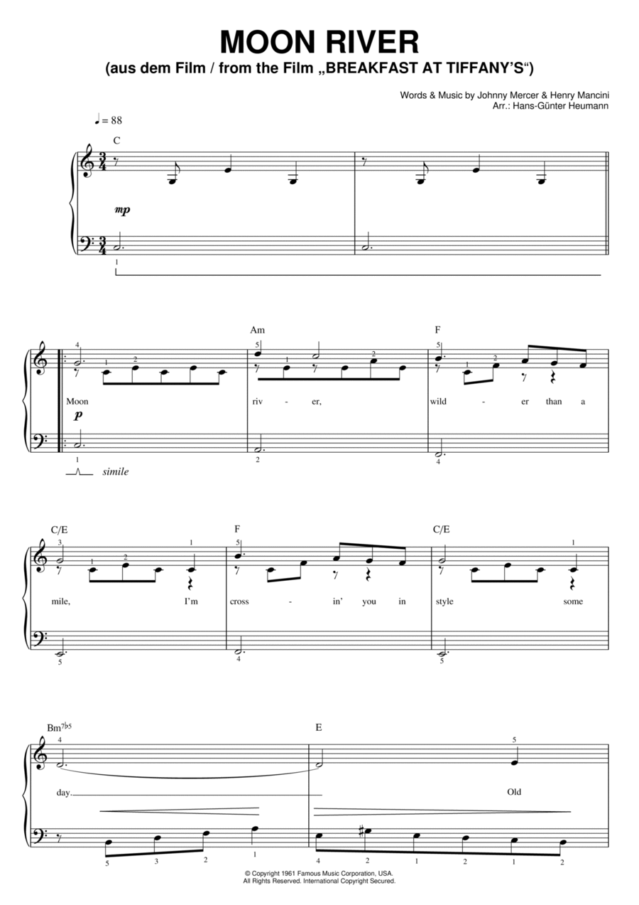 Moon River Moon River Easy Piano scores gallery preview page 1