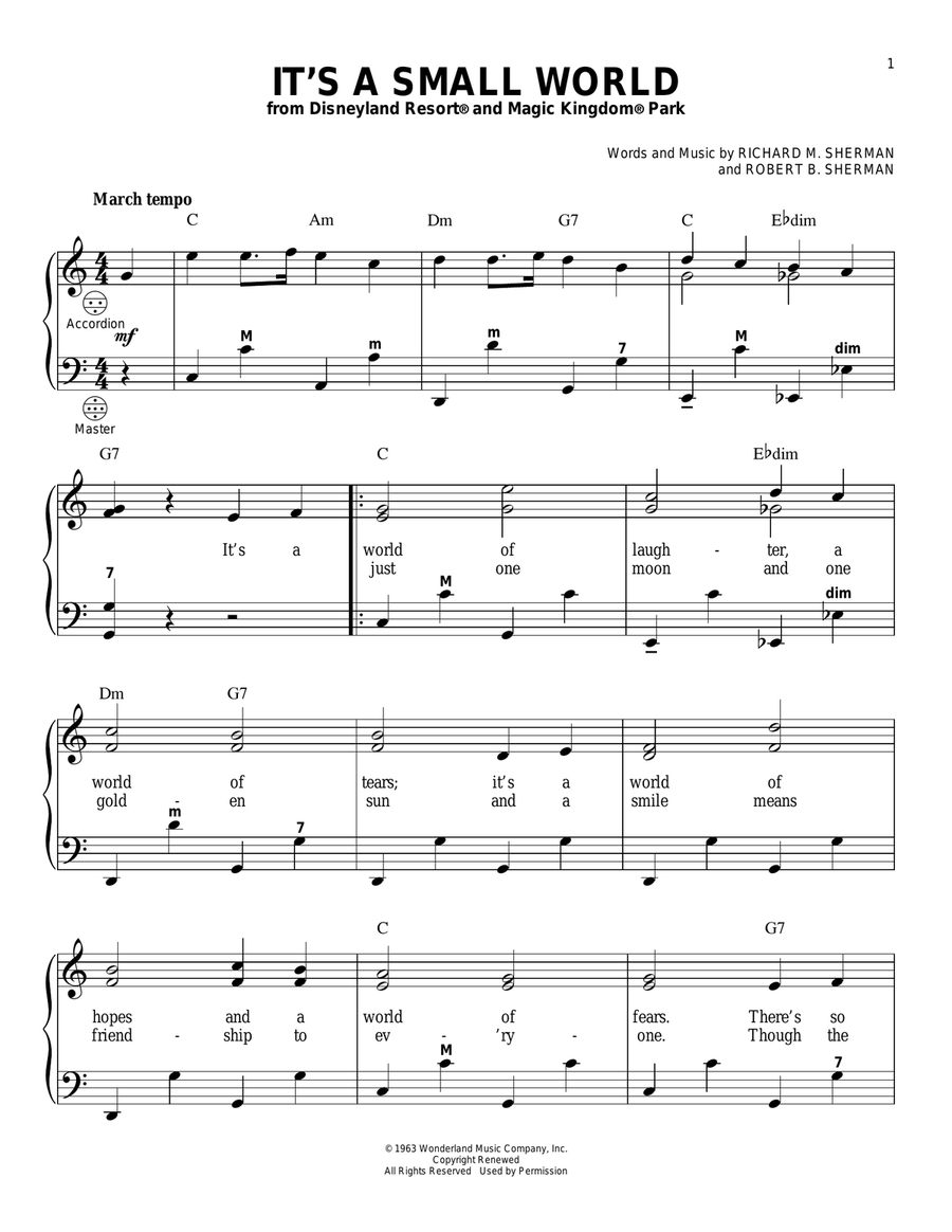 It's A Small World Accordion scores gallery preview page 1