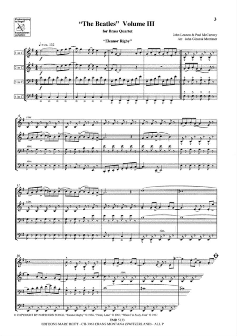 The Beatles Volume 3 Brass Quartet scores gallery preview page 8