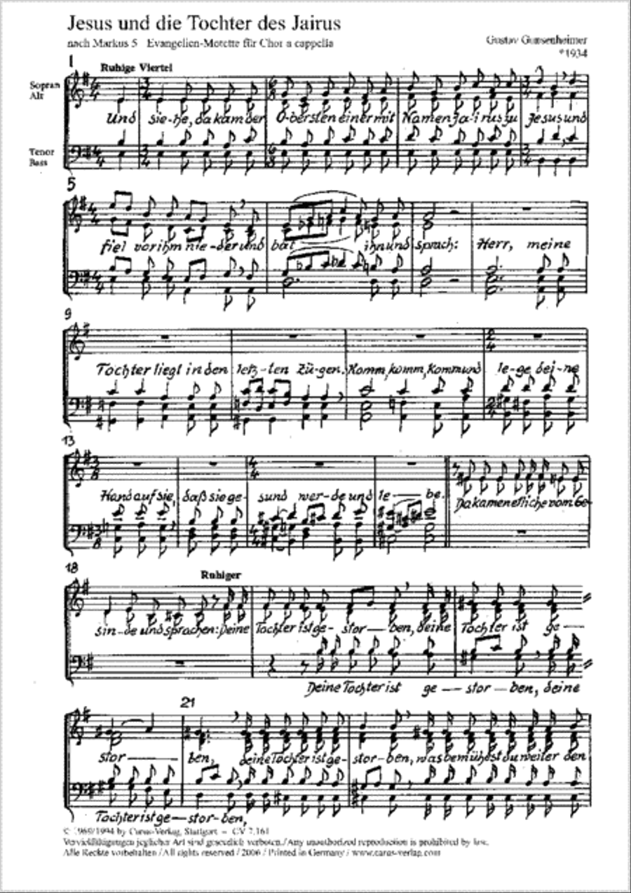 Jesus und die Tochter 4-Part scores gallery preview page 1