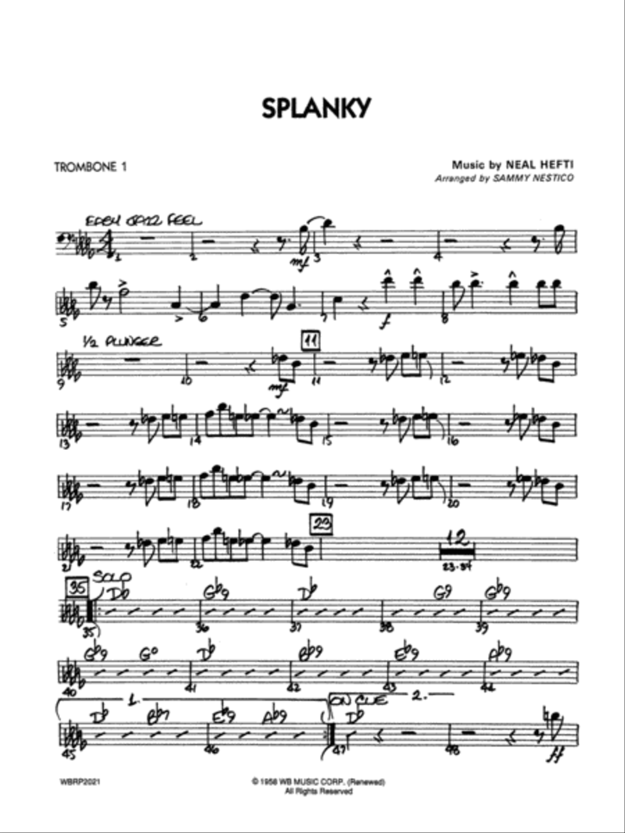 Splanky: 1st Trombone Jazz Ensemble scores gallery preview page 1