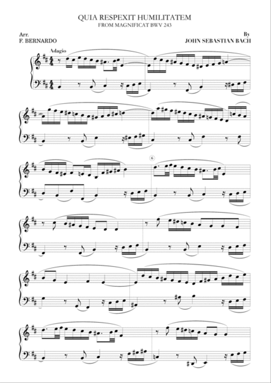 Quia respexit humilitatem, from Magnificat BWV 243 - Bach (Easy piano arrangement) Easy Piano scores gallery preview page 2