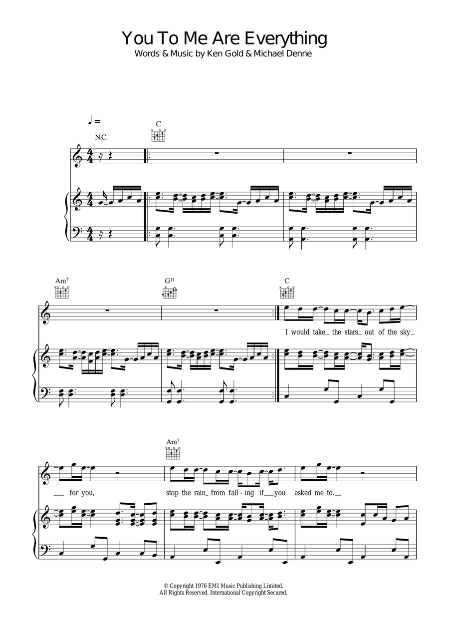 You To Me Are Everything Piano, Vocal, Guitar scores gallery preview page 1