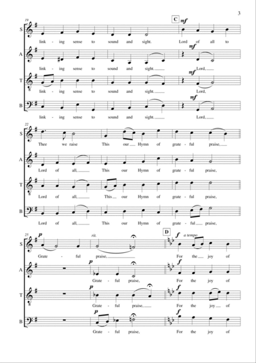 For the Beauty of the Earth (SATB A Cappella) 4-Part scores gallery preview page 3