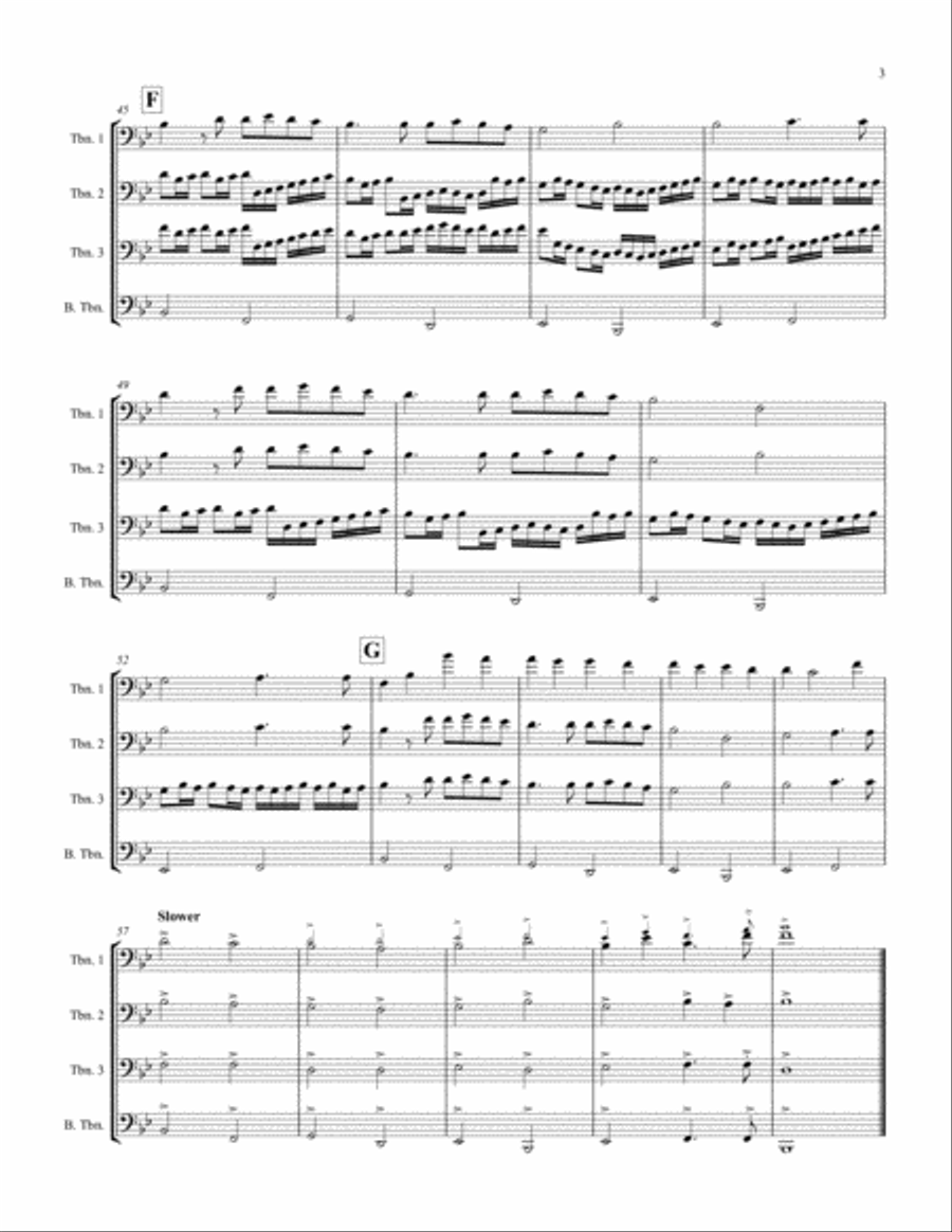 Canon in D - Trombone Quartet, Arr. Joseph Dunlap Trombone Quartet scores gallery preview page 3