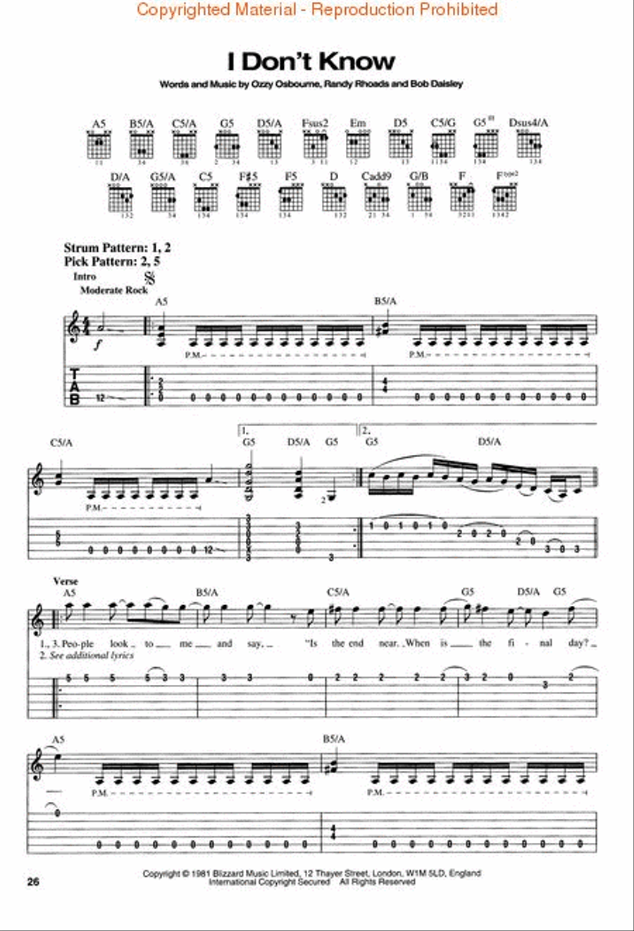 The Best of Ozzy Osbourne Electric Guitar scores gallery preview page 4