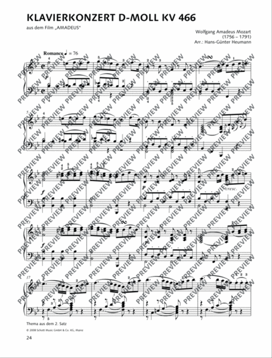 Klavierkonzert d-Moll KV 466 Piano Solo scores gallery preview page 2