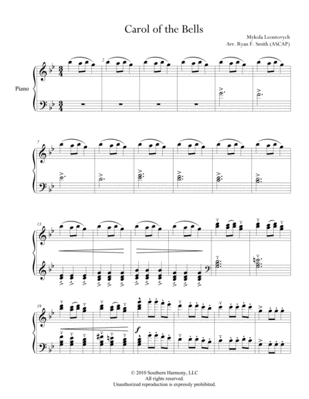 Carol of the Bells for Solo Piano image number null