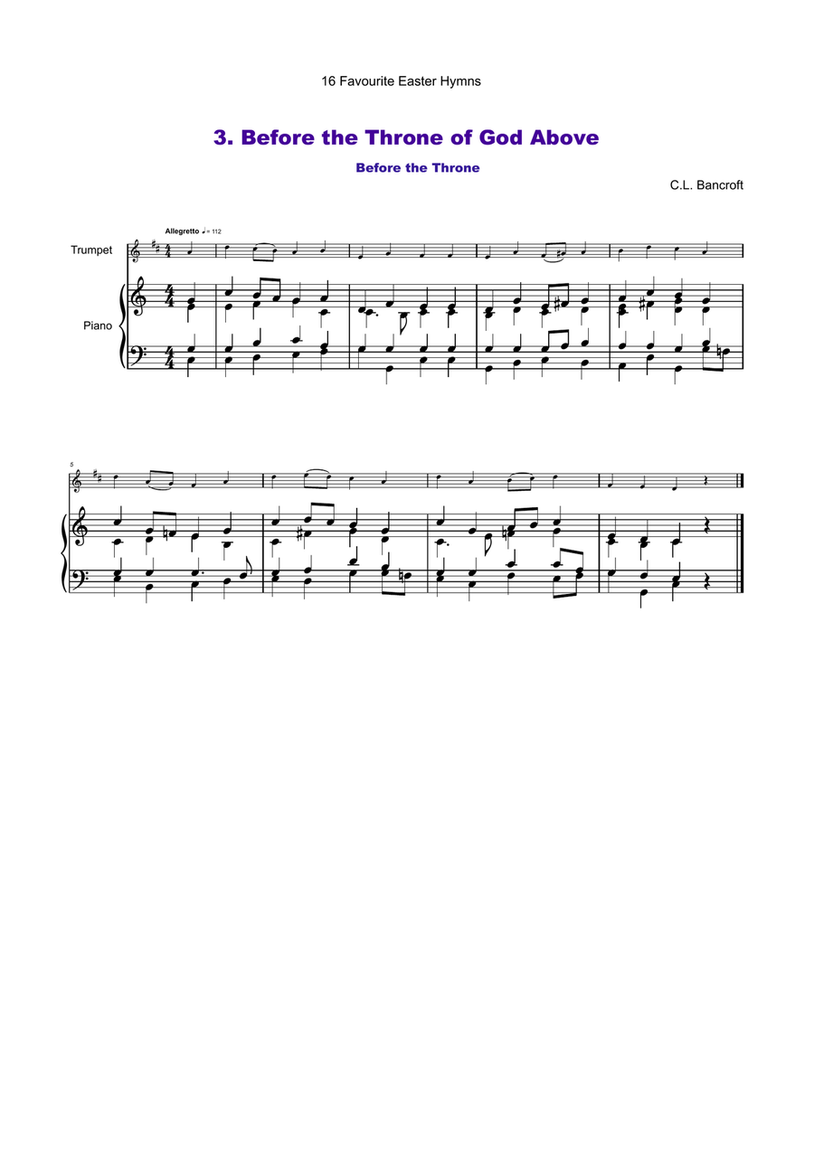 16 Favourite Easter Hymns for Solo Trumpet and Piano Trumpet Solo scores gallery preview page 4