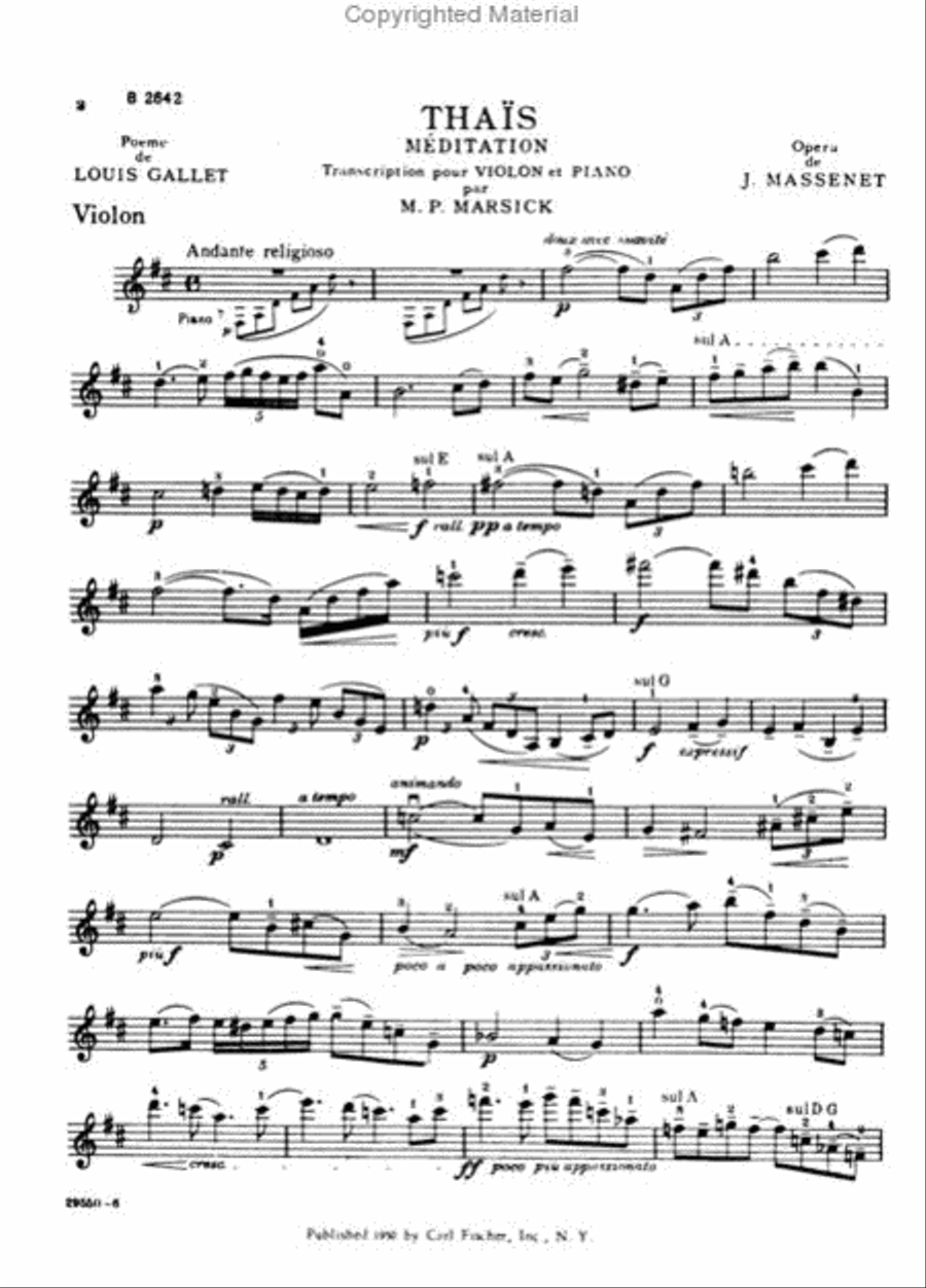 Meditation From 'Thais' Violin Solo scores gallery preview page 3