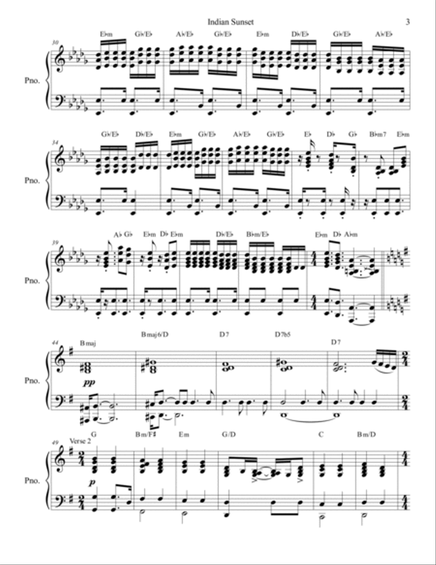 Indian Sunset Indian Sunset Piano Solo scores gallery preview page 3