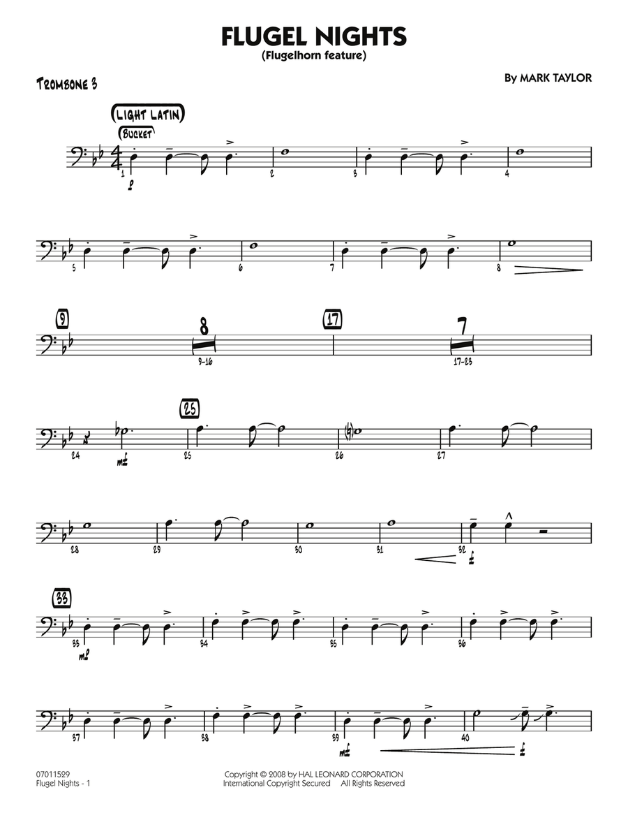 Flugel Nights (Flugelhorn Feature) - Trombone 3 Jazz Ensemble scores gallery preview page 1