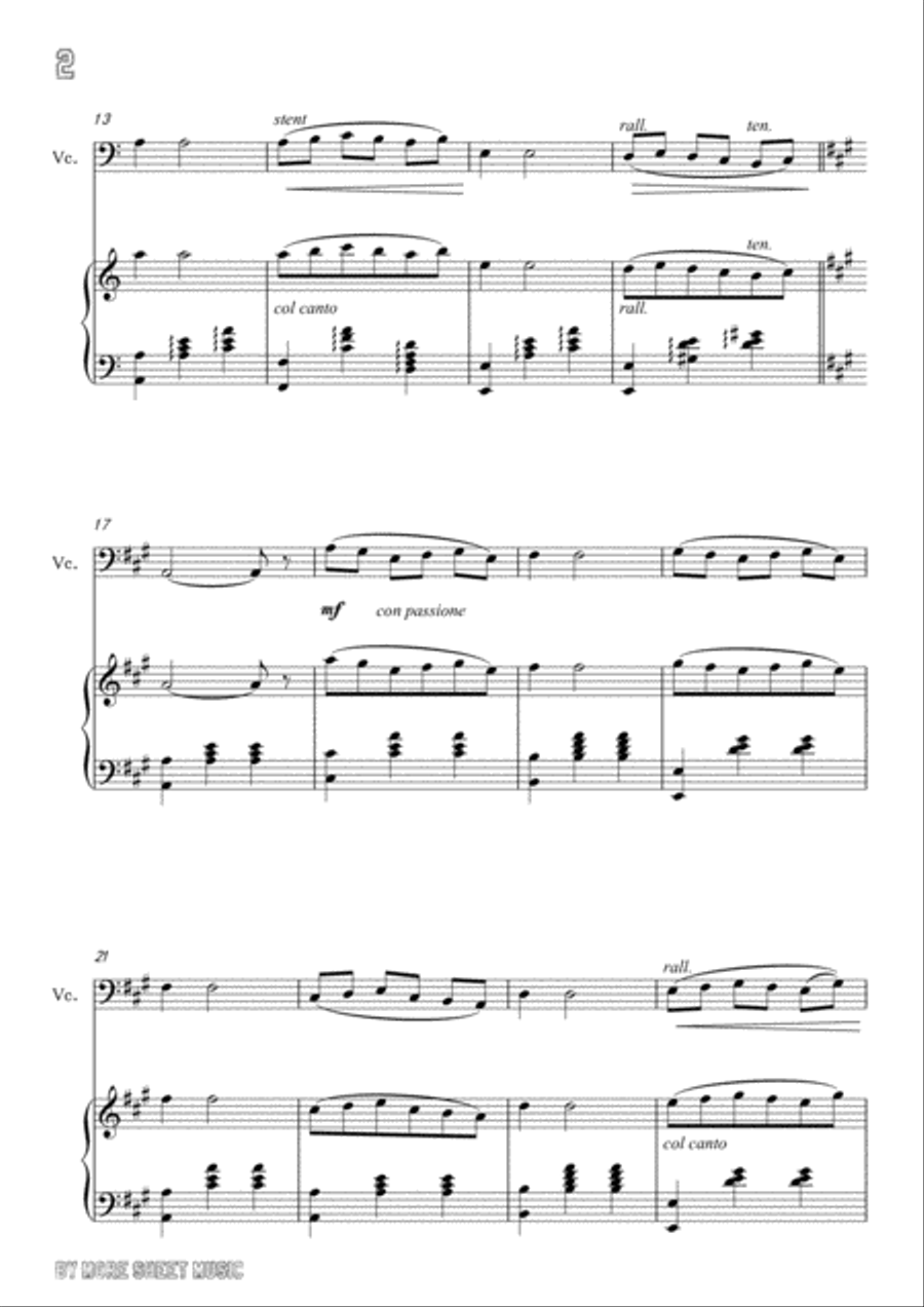 Curtis-Torna a Surriento,for Cello and Piano Piano scores gallery preview page 4
