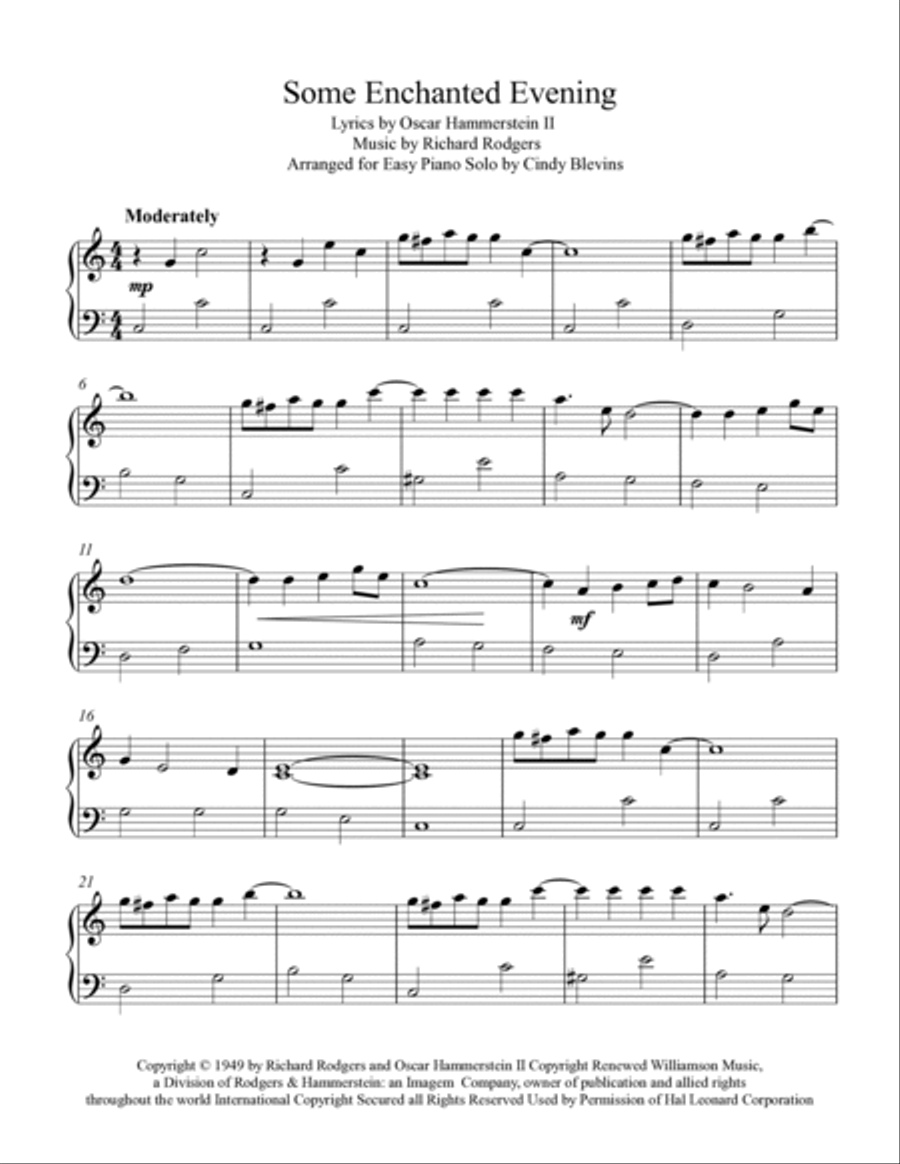 Some Enchanted Evening Some Enchanted Evening Easy Piano scores gallery preview page 2